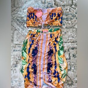 NWT Lilly's Kloset Long Skirt & Tube Top Set. Size L.